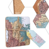 OurWarm Wedding Souvenirs Gifts for Guests Map Cork Coasters Travel Theme Wedding Gifts Square Coasters Wedding Table Decoration