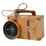 Ourwarm 50pcs Party Favors Double Sided Kraft Paper Candy Gift Box Compass With Tag Wedding Souvenir Birthday Decoration