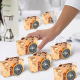 Ourwarm 50pcs Party Favors Double Sided Kraft Paper Candy Gift Box Compass With Tag Wedding Souvenir Birthday Decoration