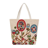 Owl And Floral Prin Canvas Bag Women Flowers Handbags Large Capacity Female Shoulder Bags Single Shopping Bag Casual Beach Bag