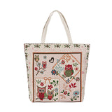 Owl And Floral Prin Canvas Bag Women Flowers Handbags Large Capacity Female Shoulder Bags Single Shopping Bag Casual Beach Bag