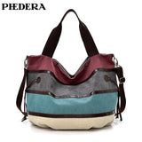 New Patchwork Canvas Women Shoulder Bags Rainbow Pink and Blue Striped Female Purse Fashion Women Messenger Bag 2018