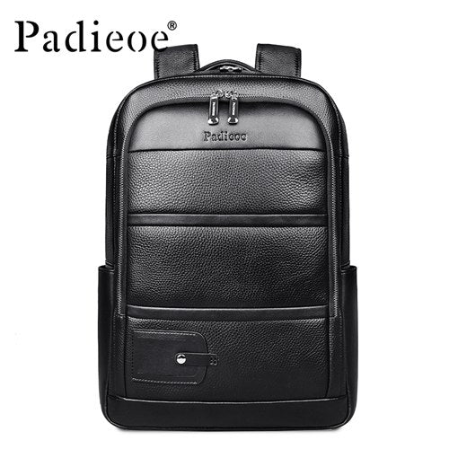 Luxury Brand Genuine Cow Leather Unisex Backpacks High Quality Solid Color Laptop Bag Large Capacity Men's Travel Bag