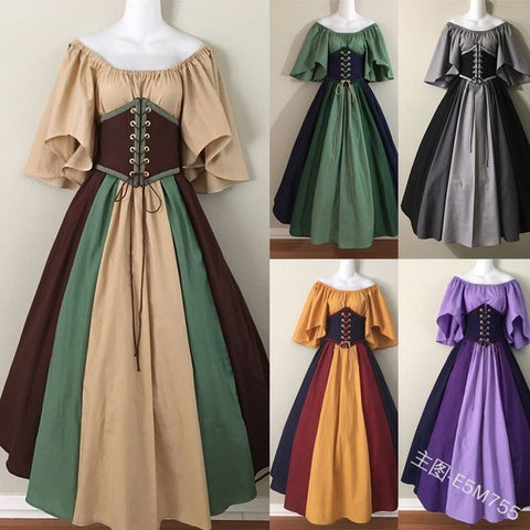 Palace Medieval Costume Women Halloween Dress Vintage Victoria 2PCS Vintage Carnival Party Long Robe Cosplay Fancy Clothing