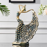 Peacock Dancer Sculpture Abstract Art Ornament Statue Nordic Style for Home Decoration Office Accessories Decor Ceramics Statue