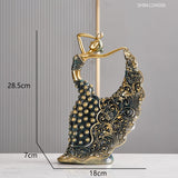 Peacock Dancer Sculpture Abstract Art Ornament Statue Nordic Style for Home Decoration Office Accessories Decor Ceramics Statue