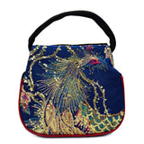 Peacock Embroidery Ethnic Small Bag Phone Case Pouch Women Canvas Retro Handbag