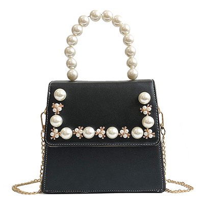 Pearl Chains Women Shoulder Bags Pearls Women Handbags Round Handle Messenger Crossbody Bags for Girls Lady 2018 PU Tote Fashion