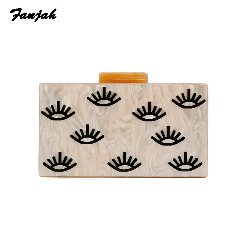 Pearlescen Nude Eye Styles Acrylic Clasp Purse Walle Striped Acrylic Purse Clutch Women Shoulder Messenger Party Acrylic Bags