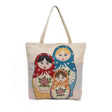 2018 Women New Fashion Russian Doll Canvas Bag Printed Flowers Zipper Women Handbag Shoulder Bags Women Messenger Bags