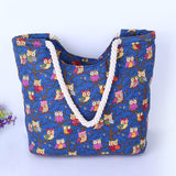 Big Canvas Shoulder Fashion Cute Owl Beach Handbag New Popular Wild Rough Twine High Capacity Shopping Scrossbody Bag