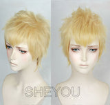 Persona 5 Ryuji Sakamoto Wigs Styled Short Golden Synthetic Hair Cosplay Wig Halloween Costume Party Wigs + Wig Cap