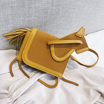 Personality Fun Tassel Pony Design Girl's Casual Shoulder Bag Handbag Crossbody Mini Messenger Bag Flap Ladies Purse Bolsa