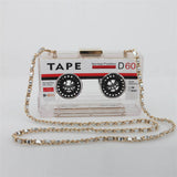 Personality Tape Cassettes evening clutch bag Shoulder handbags women Acrylic Box clutch Coin Walle Scho purse Travel bags
