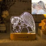 Personalized Acrylic Lamp Customized Photo Text Night Light  USB Wooden Base Wedding Christmas Party  Gift