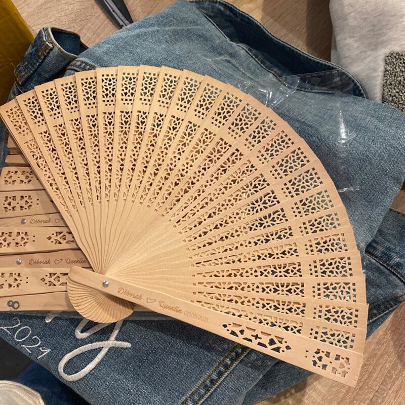 Personalized Engraved Wood Folding Hand Fan Wooden Fold Fans Party Decoration Wedding Gift Favors Baby Shower Favors