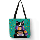 Personalized Kitty Ca Tote Bag For Women Lady Folding Reusable Linen Shopping Bag With Prin Travel Scho Bags Handbag