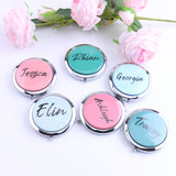 Personalized Pocket Compact Mirror Floral Makeup Mirror Pink Junior Bridesmaid Wedding Favors Teacher Mother Boss Gift for Her