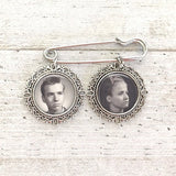 Personalized Wedding photo Boutonniere Pin Keepsake Broach, customize bride Lapel Pin, Memorial Photo Pin,  Gift For Groom