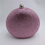 Pink/Navy Round Hard Case Crystal Box Clutch Bag Evening Bags for Womens Party Prom Wedding and Matching Shoes and Even Dress