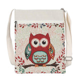 Pink Printed Embroidery Owl Elephan Zipper Shoulder Bag For Women Canvas Crossbody Bag Female Messenger Bag BB171