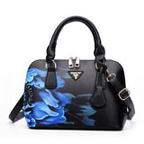 Pu Leather Luxury Women Tote Shoulder Bag Hig Quality Chinese Style Flowers Shoulder Bags Lotus Printing Summer Commuting Bags