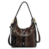 women genuine leather shoulder bag female cross-body tote bag messenger bag for ladies double zippers handbag with tassel