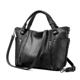 women handbag female artificial leather top-handle tote bag ladies shoulder crossbody bag large messenger bag with rivets