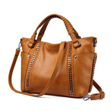 women handbag female artificial leather top-handle tote bag ladies shoulder crossbody bag large messenger bag with rivets