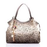 women handbags hollow ou ombre floral prin shoulder crossbody bags ladies pu leather totes fashion messenger bag female