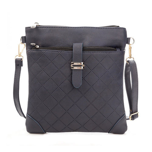 Brand Double Zipper Women Messenger Bags Plaid PU Leather Shoulder Bag Small Flap Simple Crossbody Bags Handbag Purse
