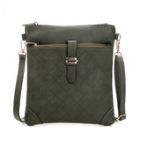 Brand Double Zipper Women Messenger Bags Plaid PU Leather Shoulder Bag Small Flap Simple Crossbody Bags Handbag Purse