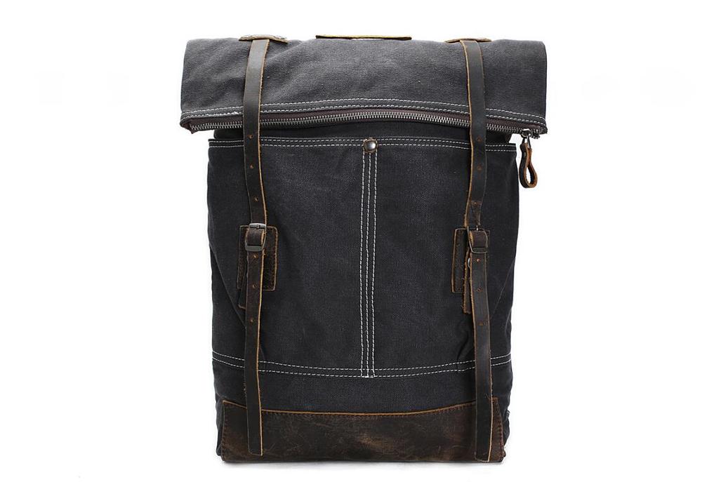 High Quality Vintage Fashion Casual Canvas Leather Women Men Backpack Backpacks Shoulder Bag Bags For Lady Rucksack 1004