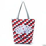 Fashion Poker King Printed Shoulder Bag Women Leopard Design Tote Handbag For Girls Canvas Summer Beach Bag Lady