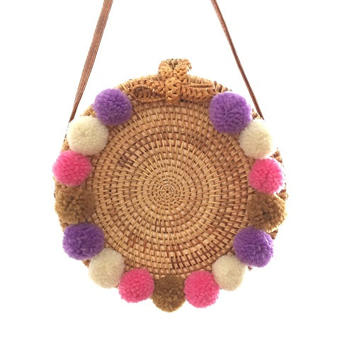Rattan Bags for Women 2018 Colorful Cute Shoulder Beach Bags Bohemian Straw Crossbody Travel Bag Round Bow Handbags bolsos mujer