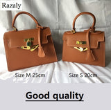 brand high quality gold buckle lock bag leather chain small handbags designer brown tote green satchels chain purse 2018