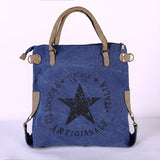 Multifunctional Big Star Printed Canvas Tote Handbag - High Quality Women's Vintage Travel Shoulder Bag Large Bolsos B578