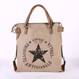 Multifunctional Big Star Printed Canvas Tote Handbag - High Quality Women's Vintage Travel Shoulder Bag Large Bolsos B578