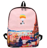 Wholesale Newe Design Fire Ballon Animal Embroidery Backpack 3D Landscape Printing Scho Bag Teenager Rucksack H126