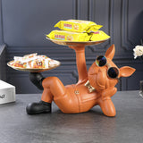 Resin Décor Dog Statue Butler With Tray For Storage Plate Table Live Room Décor Dog Ornaments Decorative Sculpture Craft Gift