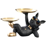 Resin Décor Dog Statue Butler With Tray For Storage Plate Table Live Room Décor Dog Ornaments Decorative Sculpture Craft Gift