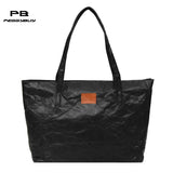 Retro Kraf Paper Wrinkled Women Shopping Shoulder Bag Zipper Folds Large Capacity Female Handbags Casual Tote Simple Handbag