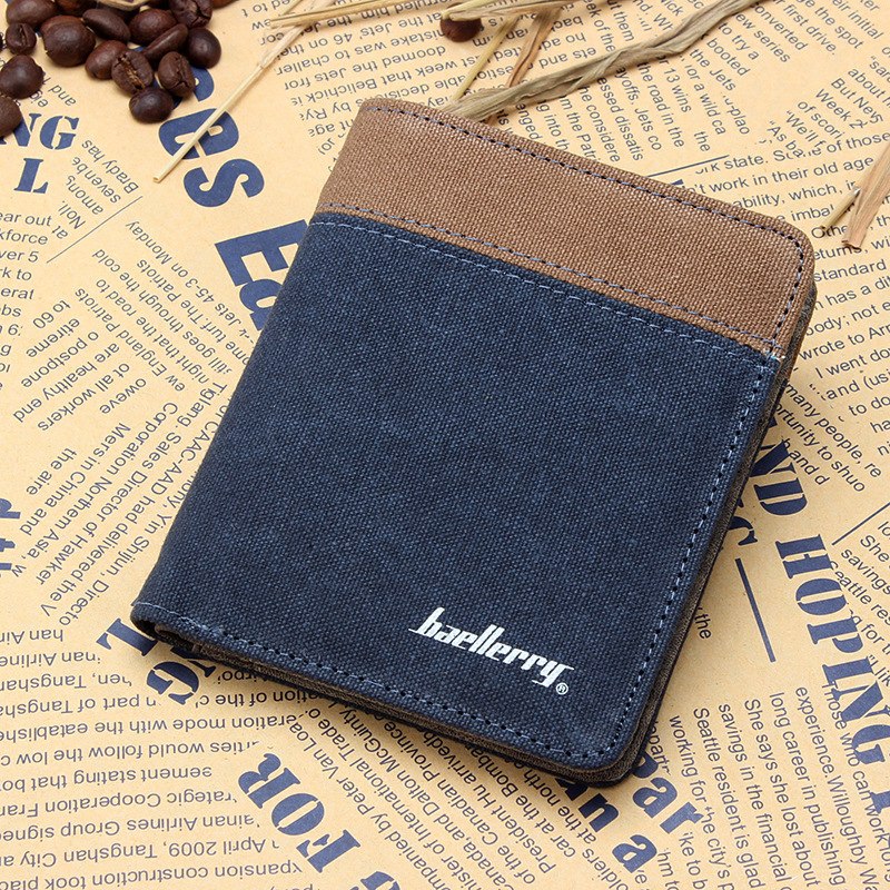 Retro Man Canvas shor Walle denim leather Small Male Purse vintage coin Card pocke Patchwork boy clutch walle for student