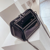 Rivets Fashion Women Shoulder Bag Small Shell Crossbody Bags Zipper Solid Pu Leather Handbags for Women Punk Classic Handbag