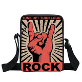 Rock Guitar Skull Rose Mini Messenger Bag Women Handbags Punk Small Shoulder Bags Heavy Metal Men Crossbody Bags Book Bag