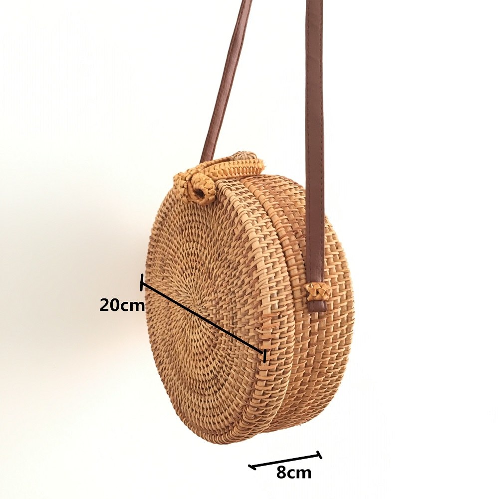 Round Straw Bags For Women Summer Beach Shoulder Bag Rattan Handmade Woven Crossbody Circle Bag Bohemia bowkno Handbags Bali