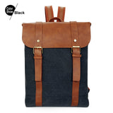 2018 Laptop Backpack Women Canvas Leather Belts And Flap Vintage Backpack For Teenagers Men Backpack Travel Backpack