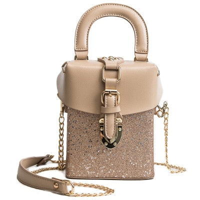 Sequined women's handbag 2018 small square clutch bag Korean fashion shoulder evening bags bag buckle Messenger bag