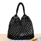 Sac A Main Popular Fashion Woven Mesh Bag Woven Rope Buckle Reticulated Hollow Straw Unlined Shoulder Bag Ne Bags
