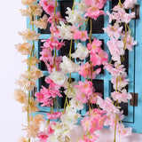 Sakura Cherry blossom Rattan Wedding Arch decoration Vine Artificial flowers Home decor DIY Silk Ivy wall Hanging Garland Wreath